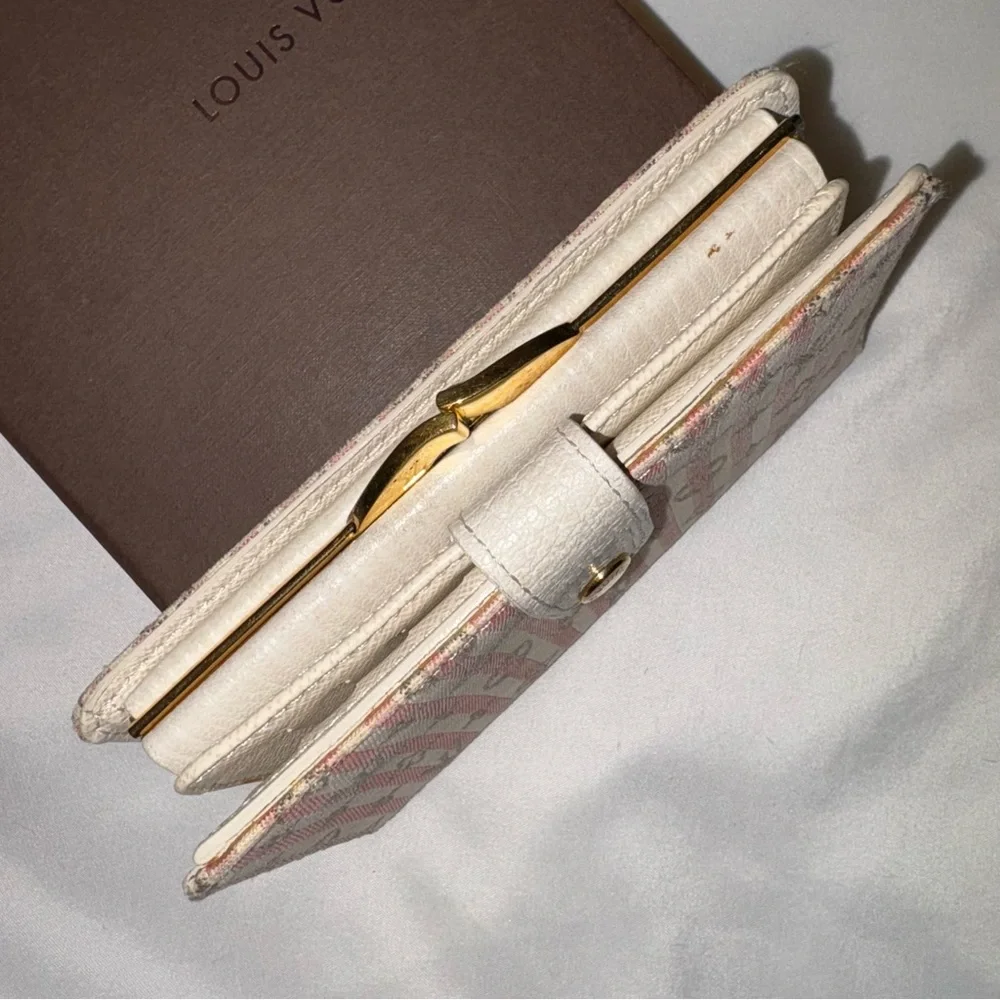 LOUIS VUITTON *rare* Mini Lin Croisette Portefeuille Viennois Pink/Rouge Wallet - Picture 5 of 15